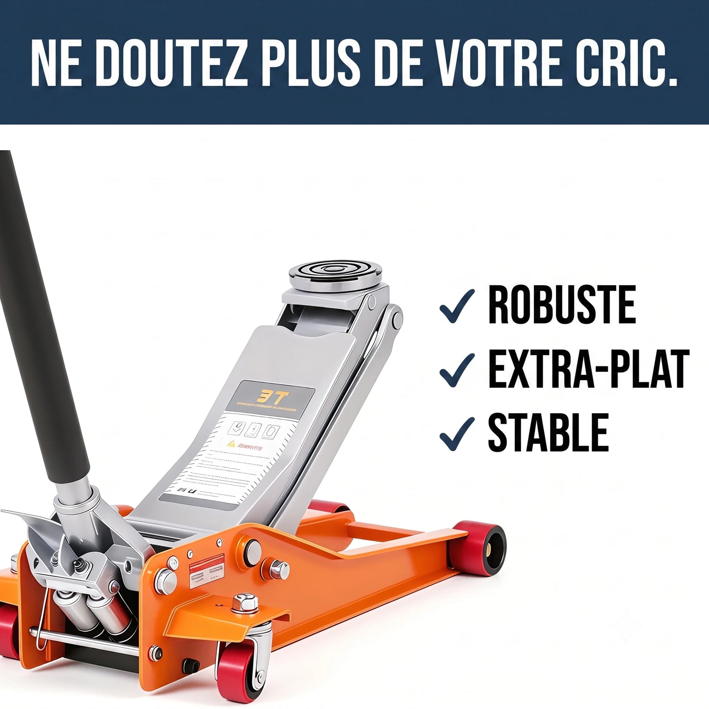 Cric hydraulique 3t extra plat