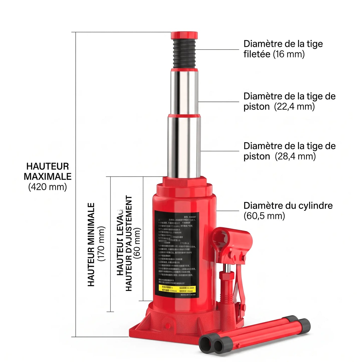 Cric bouteille hydraulique 3t