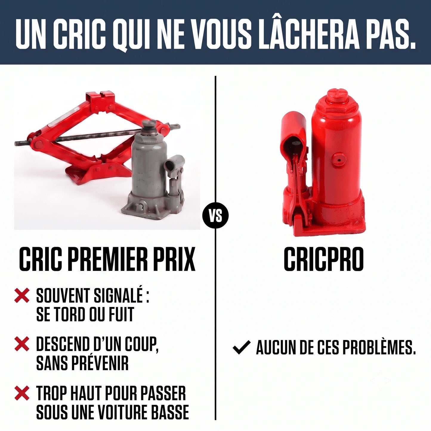Soupape de retour d'huile visible sur le cric hydraulique bouteille