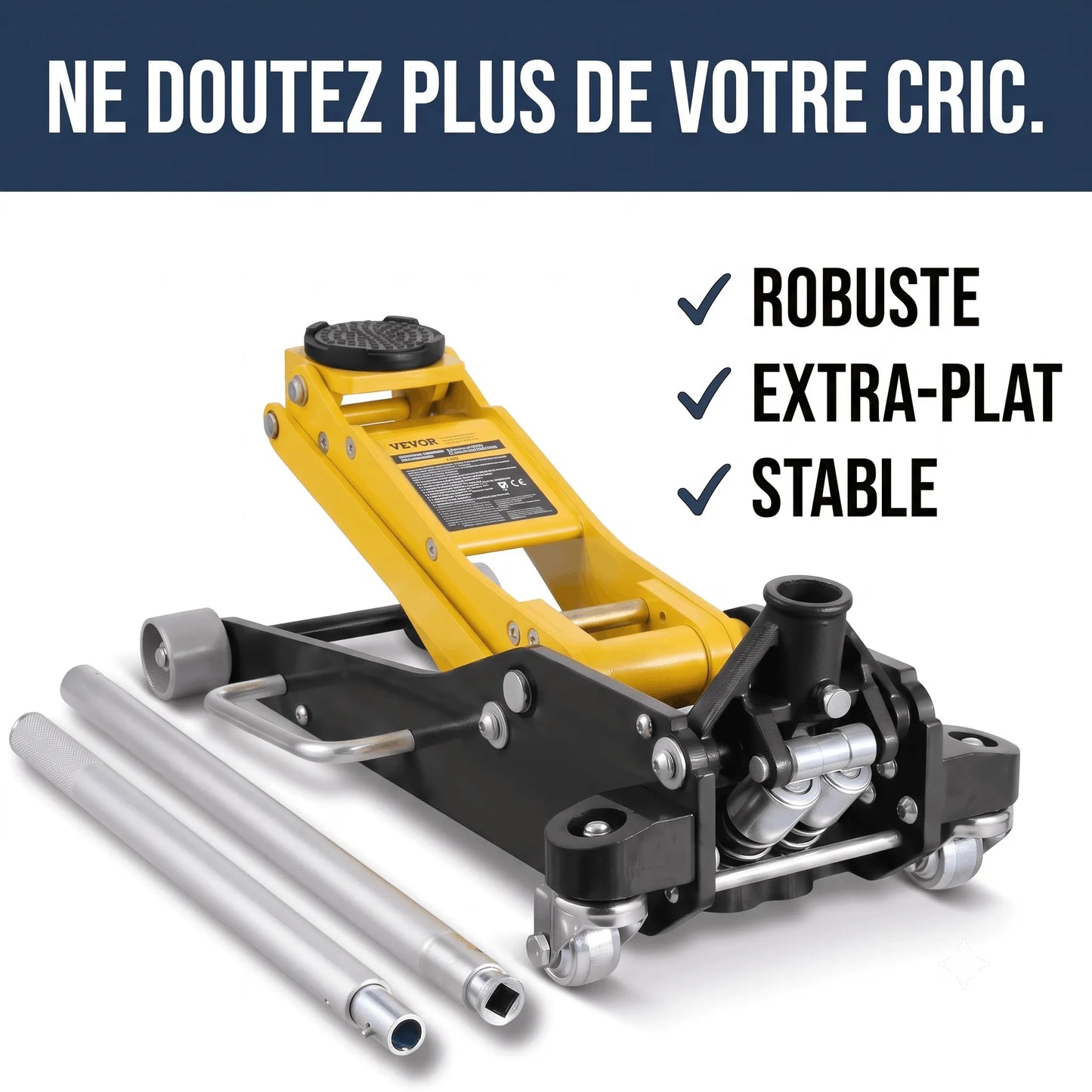 Châssis en aluminium soudé du cric hydraulique 2t extra plat