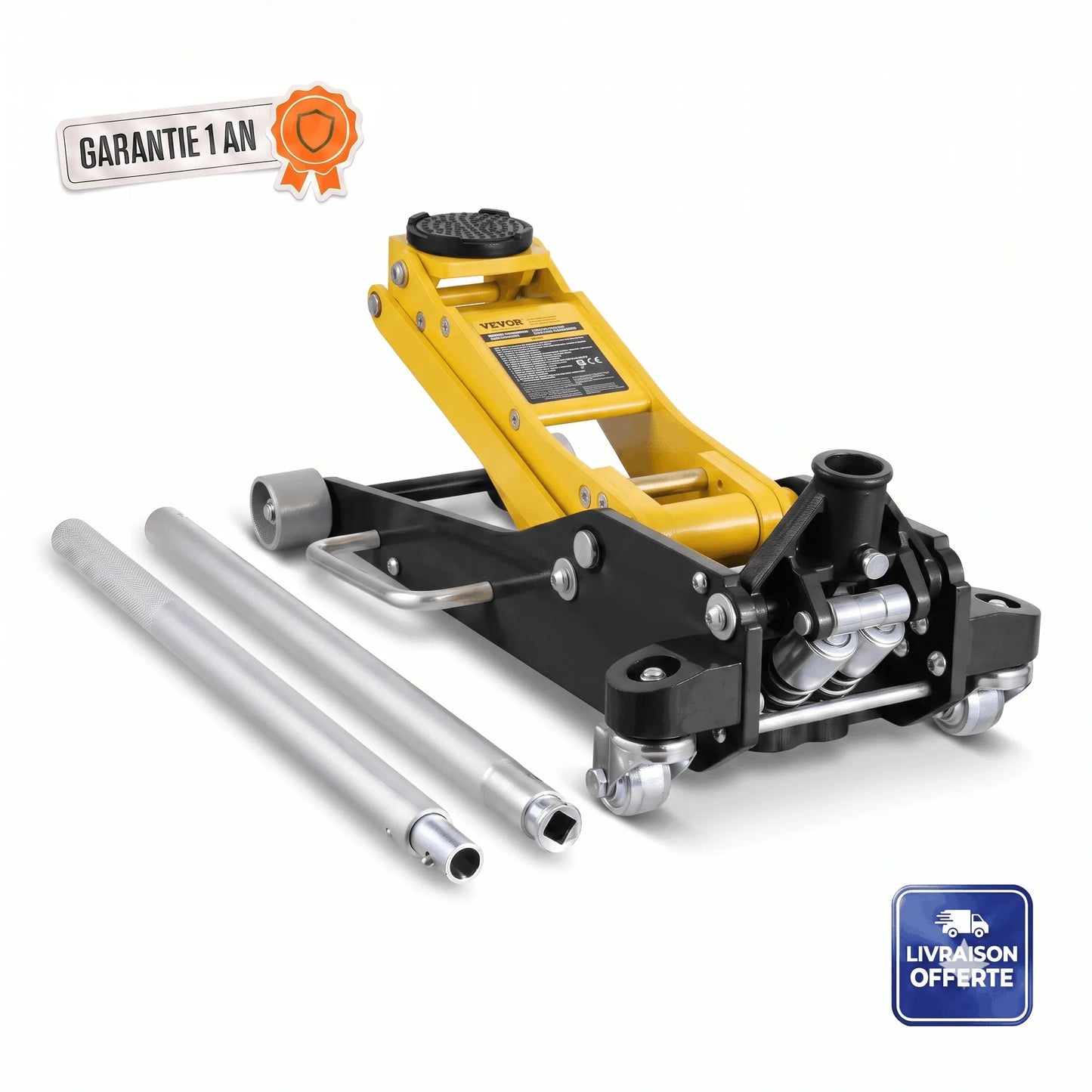 Cric hydraulique extra plat étendu en position haute