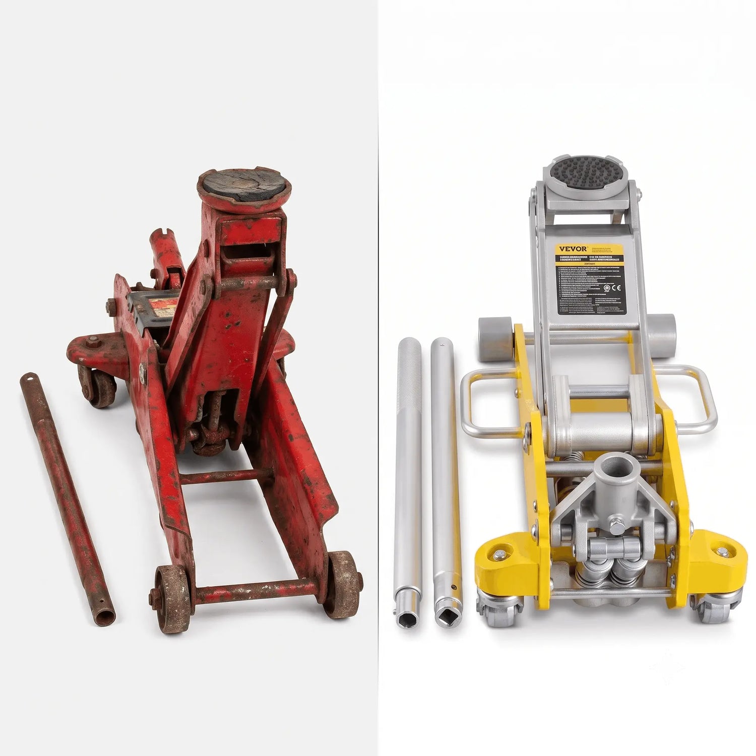 Finition soignée de la structure jaune de ce cric hydraulique