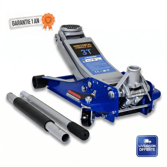 Cric hydraulique 3T extra plat CricPro, poignée démontée, garantie 1 an et livraison offerte