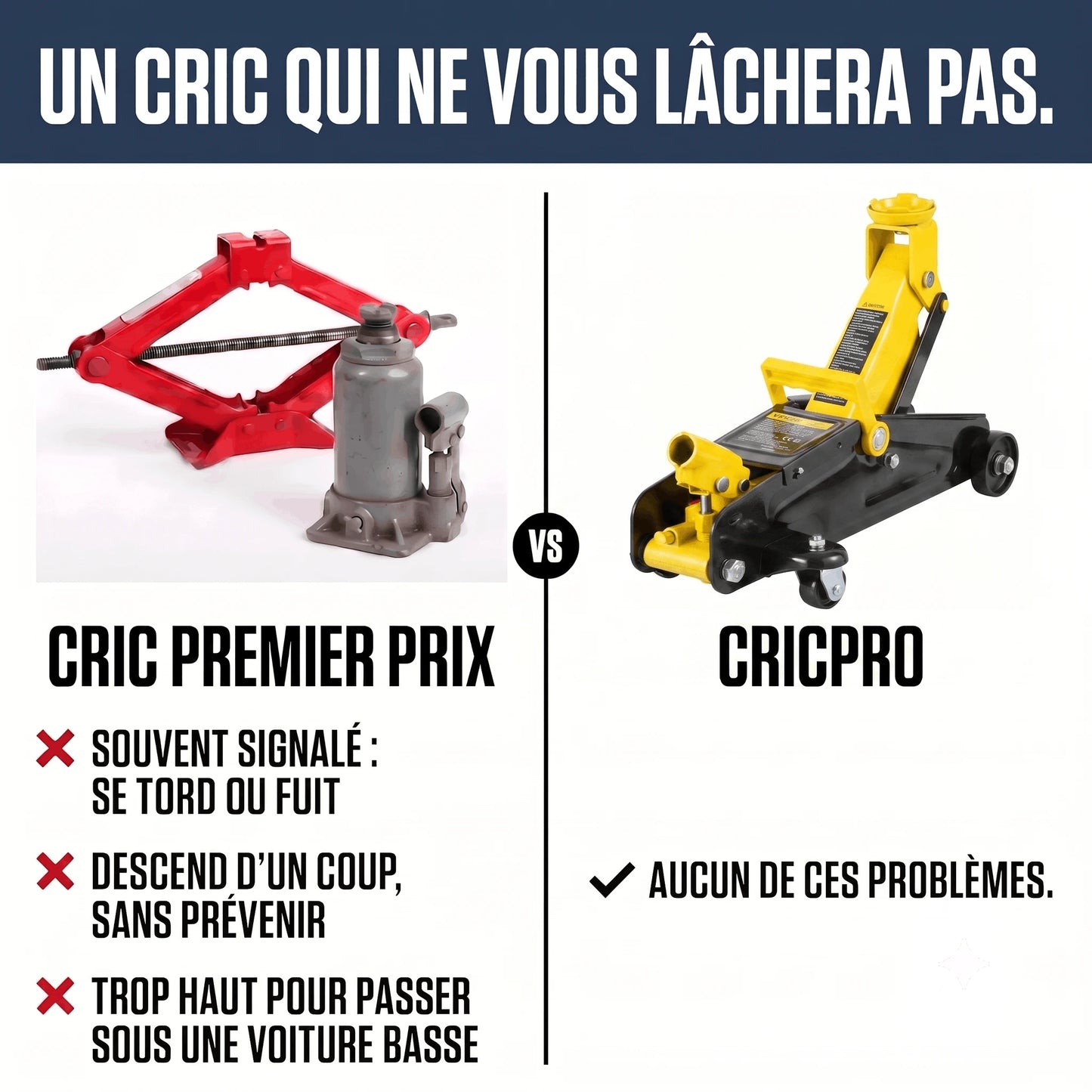 Châssis en fer soudé du cric hydraulique roulant 2t professionnel
