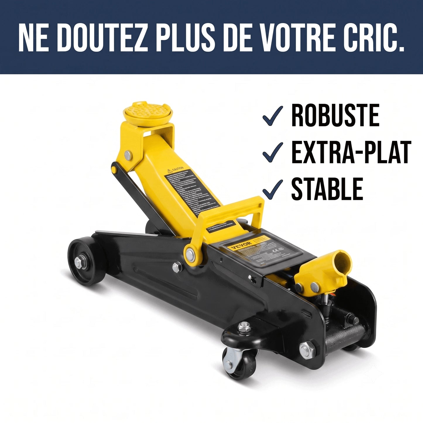Boîte de rangement incluse avec le cric hydraulique roulant 2t